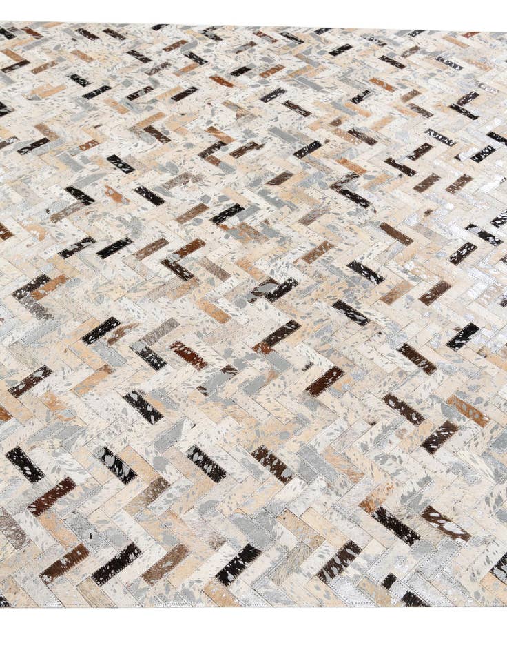Detail image of  5' 3 x 7' 6 Cowhide Stocks Rug