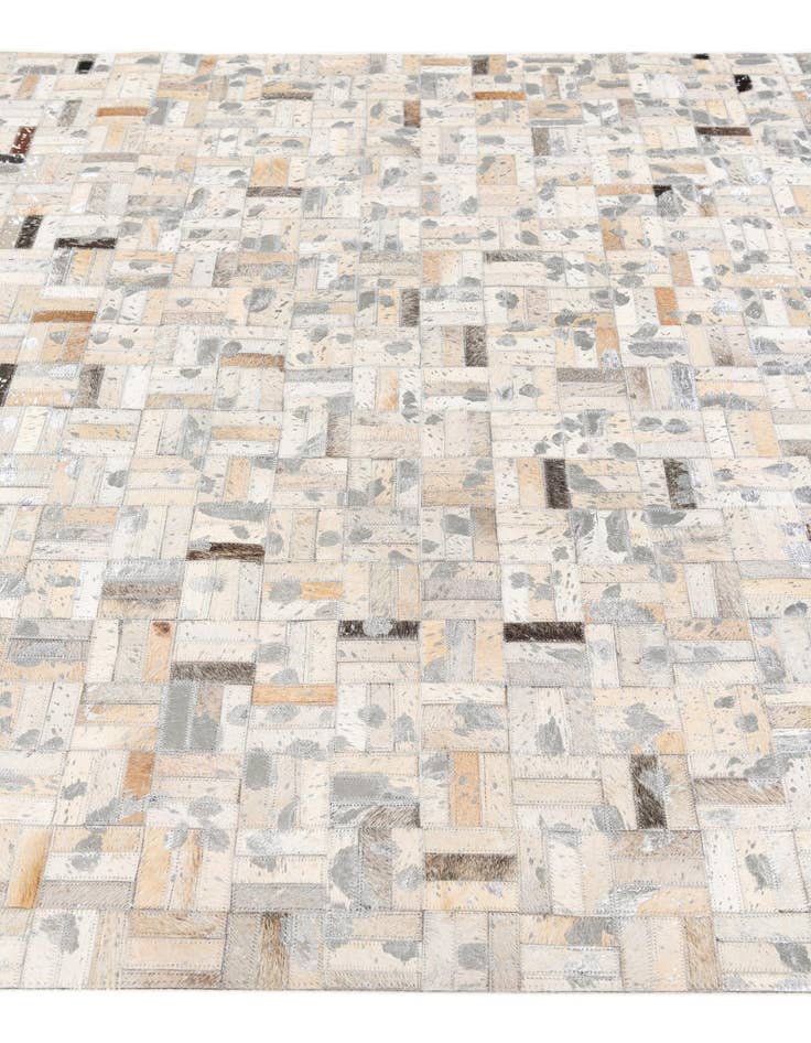 Detail image of  4' 11 x 8' 1 Cowhide Stocks Rug