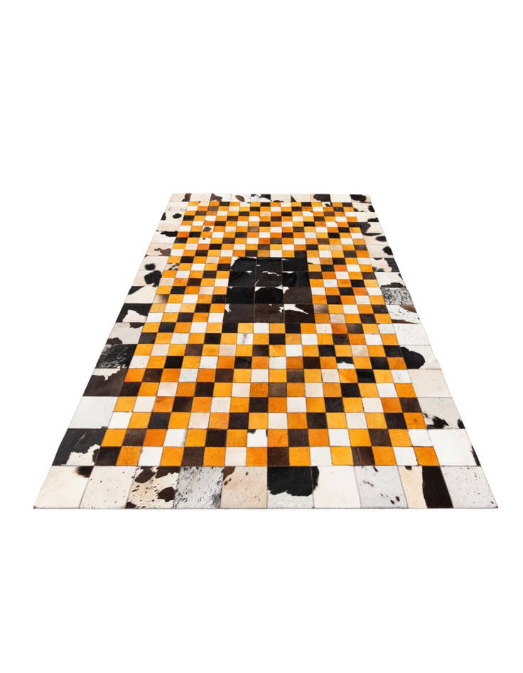 Detail image of  5' 1 x 8' 1 Cowhide Stocks Rug