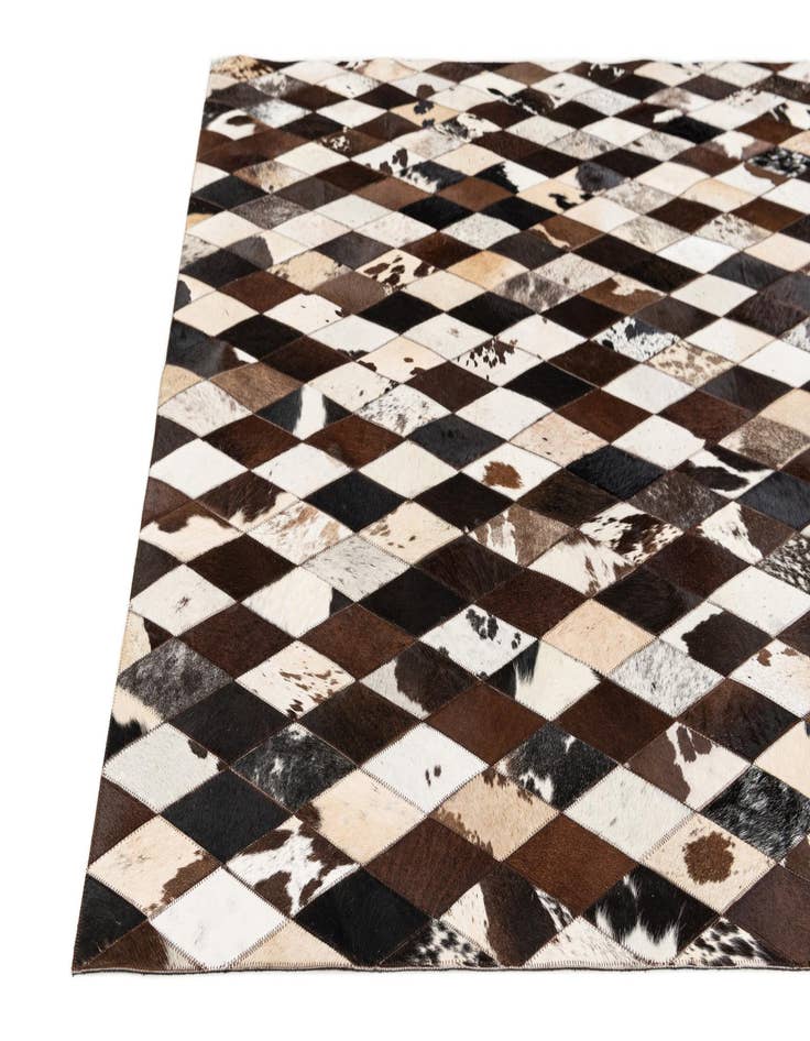 Detail image of  5' 2 x 8' 1 Cowhide Stocks Rug