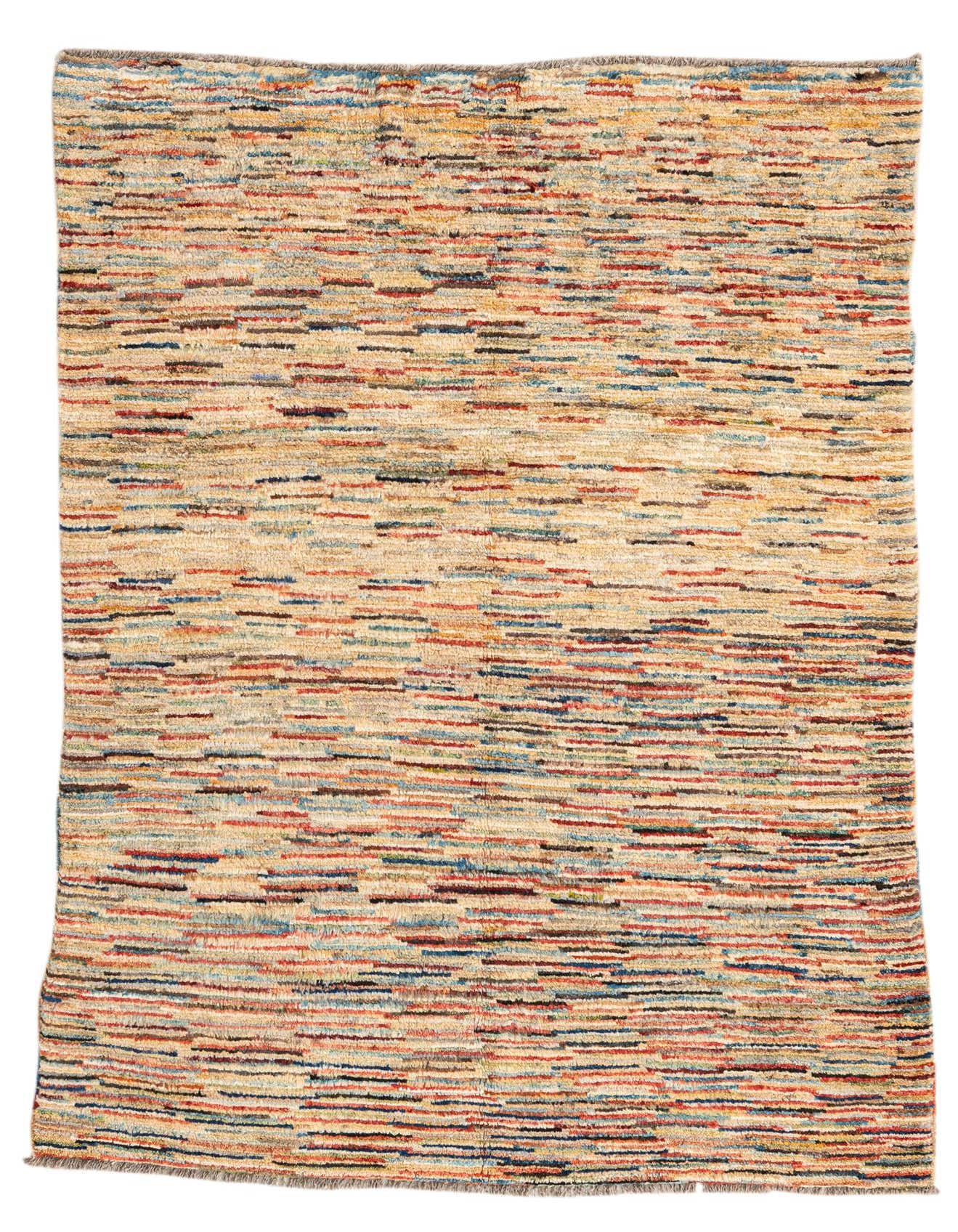 A 4x6 rectangular Darya rug with a high pile and a multi-colored abstract pattern, ideal for a living room.