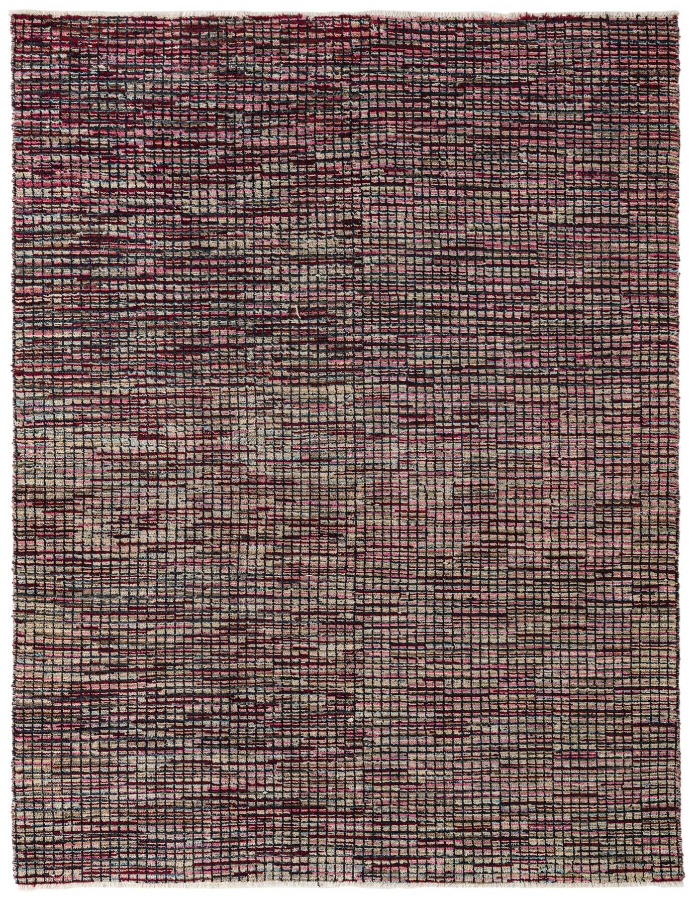 A 5x8 rectangular Darya rug with a modern, abstract multi-colored pattern, featuring high pile wool.
