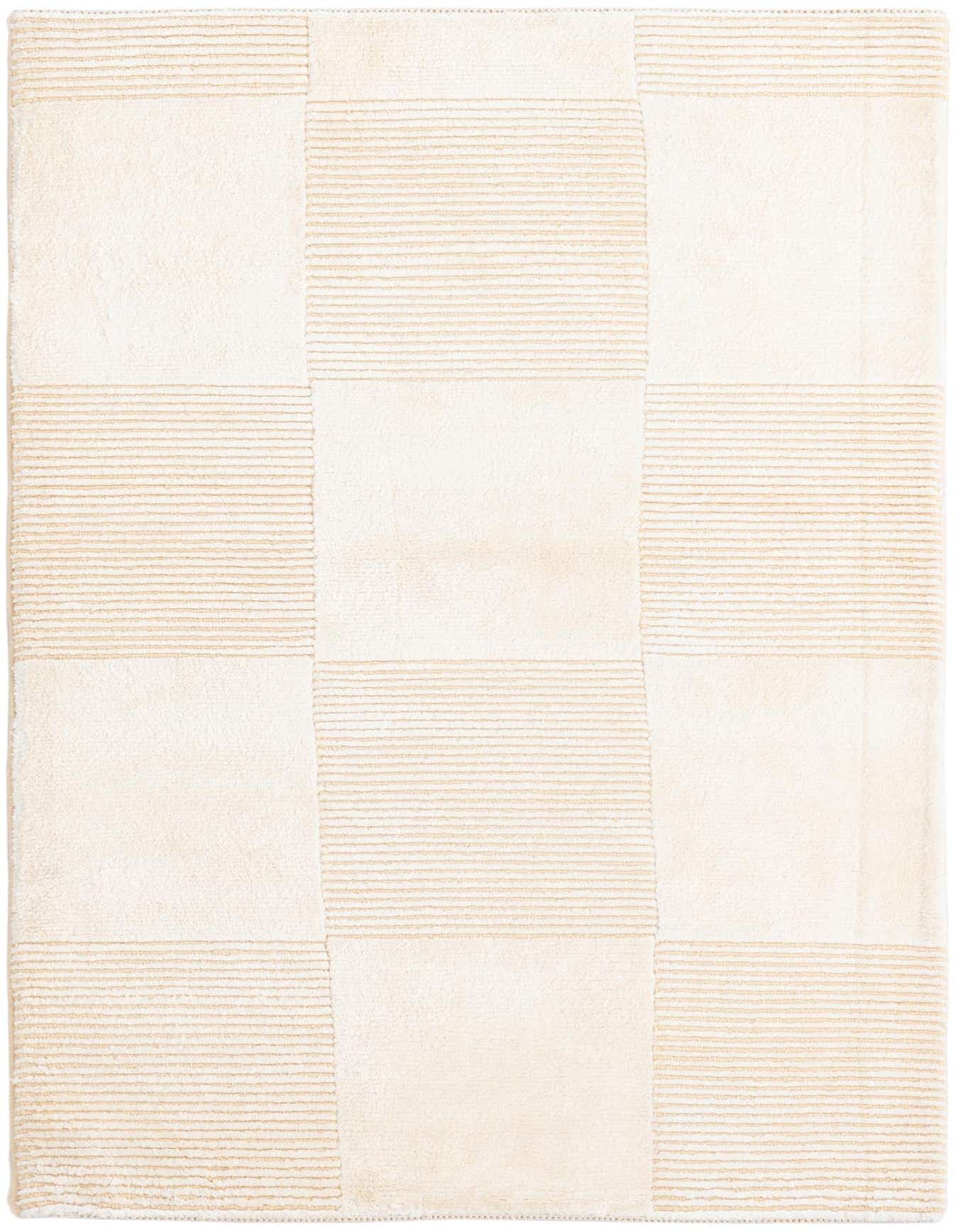 A rectangular 3x5 Darya rug featuring a modern geometric pattern of alternating cream and beige textured blocks.