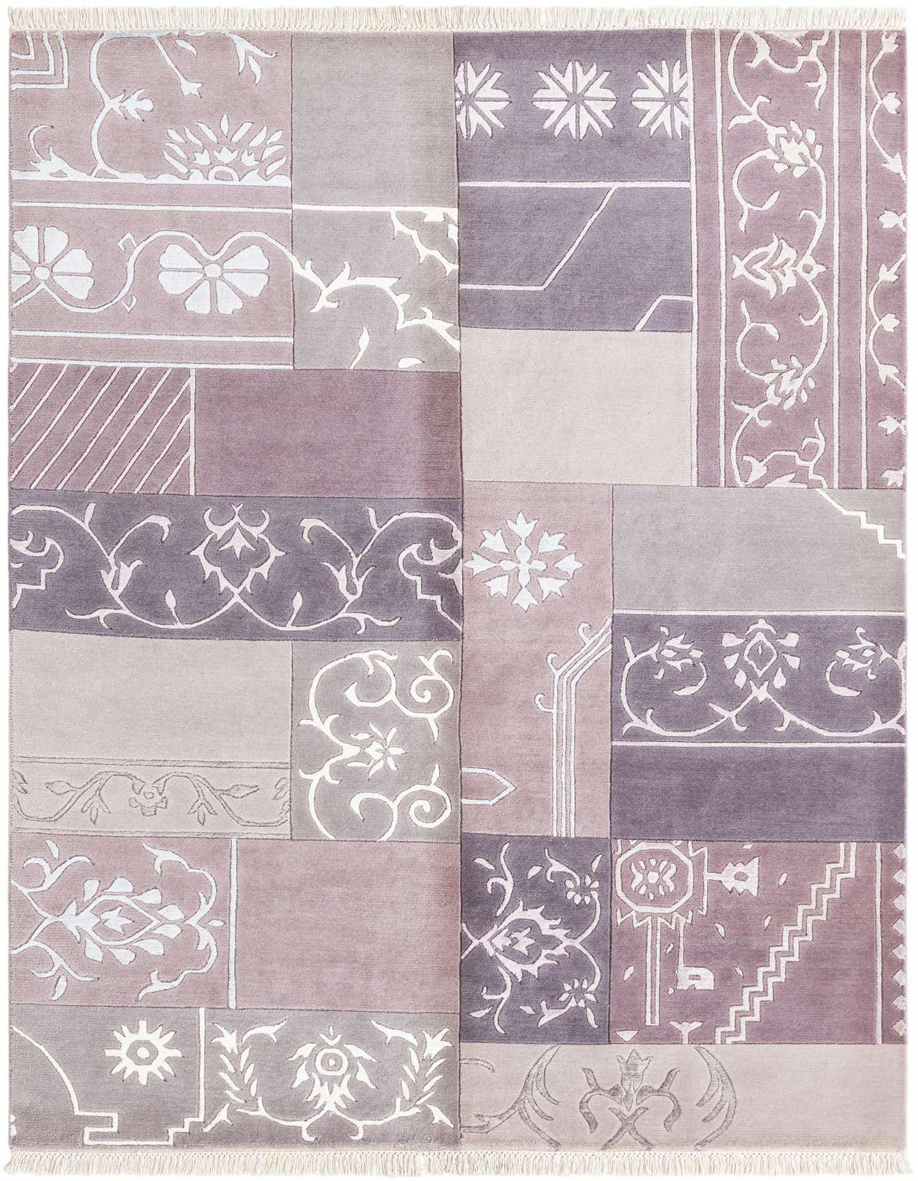 A 5x8 rectangular Darya rug with a modern patchwork design in shades of multi-colored, featuring various floral and geometric patterns.