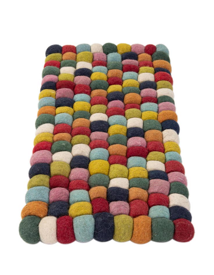 Detail image of  1' 1 x 2' 4 Felt Ball Wool Rug