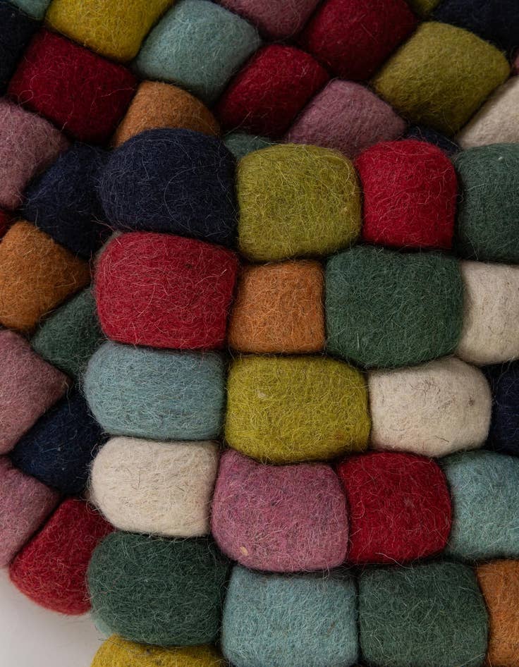 Detail image of  1' 1 x 2' 4 Felt Ball Wool Rug