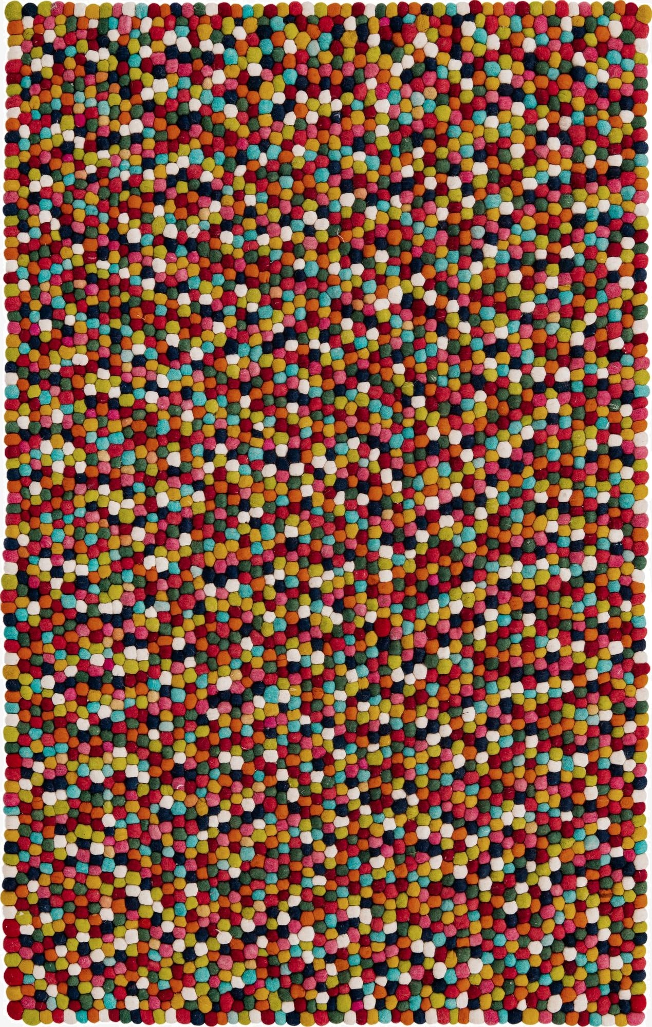  5' 1 x 8' Felt Ball Wool Rug