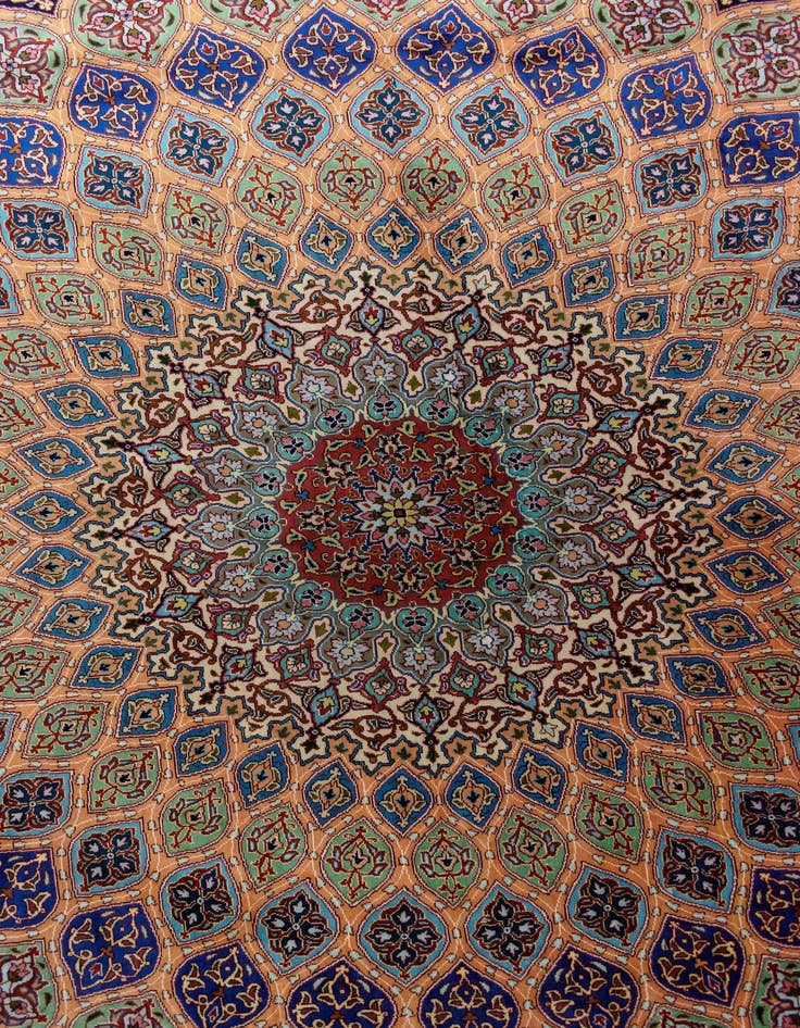 Detail image of  11' 3 x 16' 5 Ghom Silk Rug