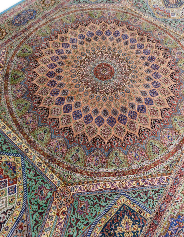 Detail image of  11' 3 x 16' 5 Ghom Silk Rug