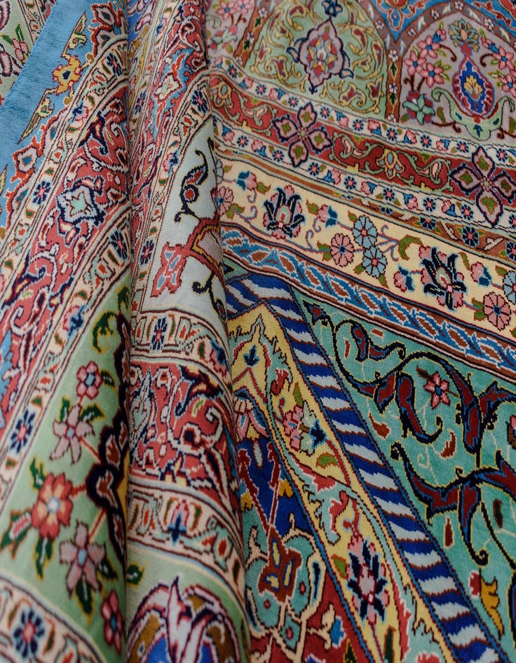 Detail image of  11' 3 x 16' 5 Ghom Silk Rug