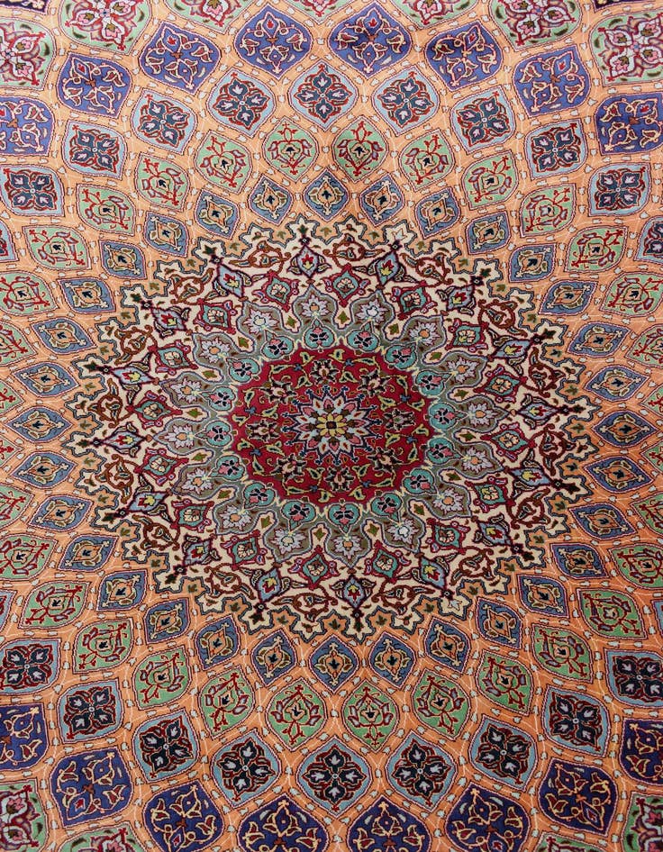 Detail image of  11' 4 x 16' 4 Ghom Silk Rug