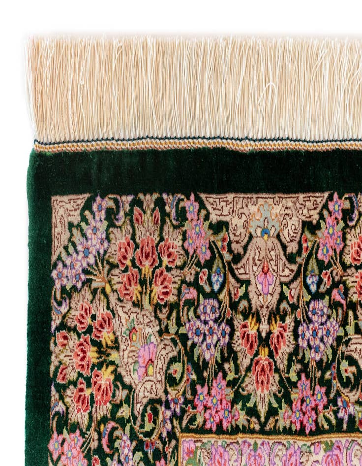 Detail image of  3' 4 x 4' 11 Ghom Silk Rug