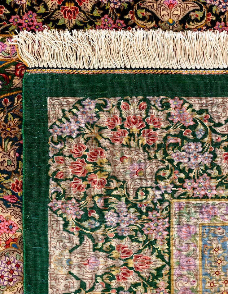 Detail image of  3' 4 x 4' 11 Ghom Silk Rug