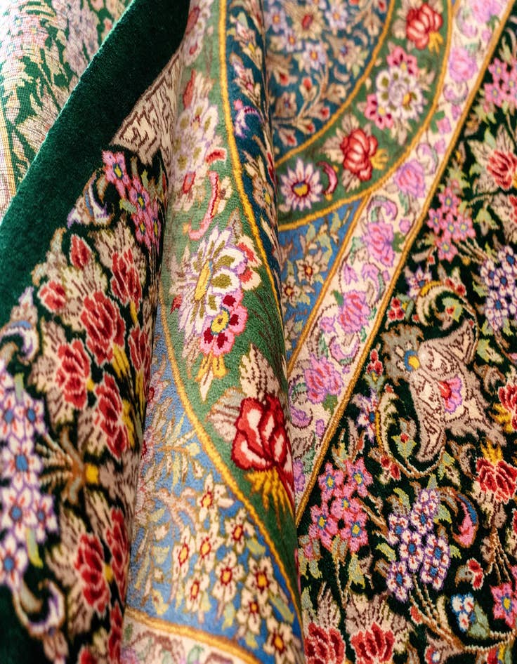 Detail image of  3' 4 x 4' 11 Ghom Silk Rug