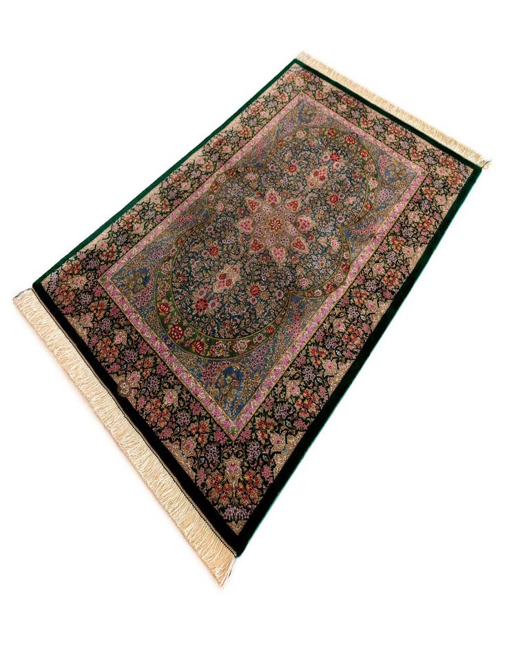 Detail image of  3' 4 x 4' 11 Ghom Silk Rug