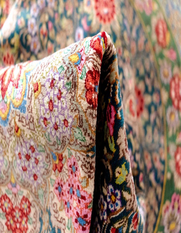 Detail image of  3' 4 x 4' 11 Ghom Silk Rug