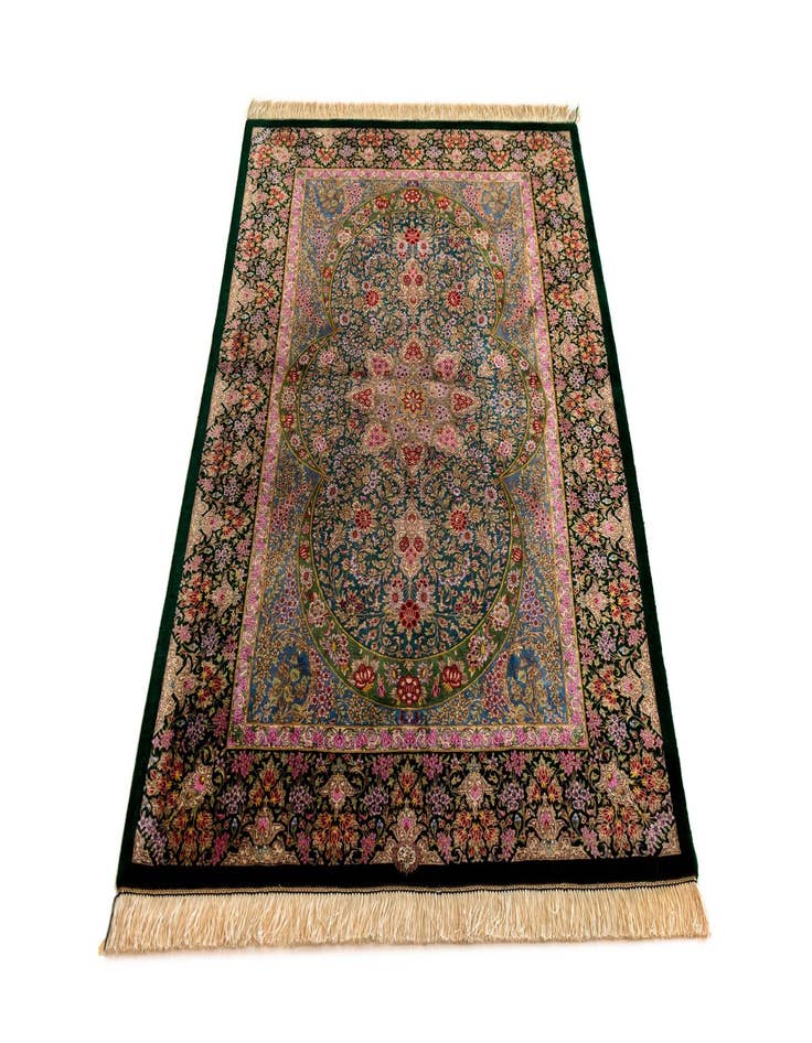 Detail image of  3' 4 x 4' 11 Ghom Silk Rug