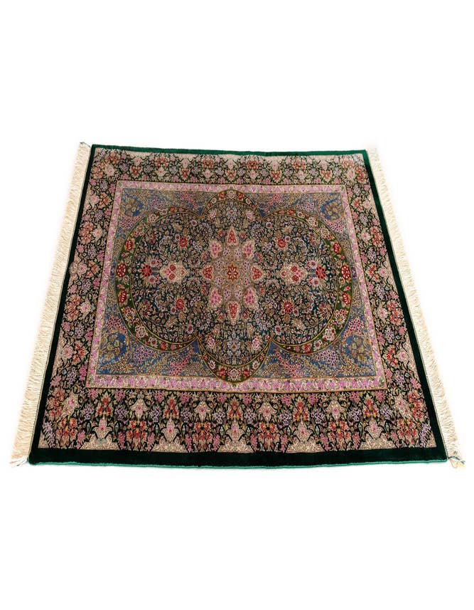 Detail image of  3' 4 x 4' 11 Ghom Silk Rug