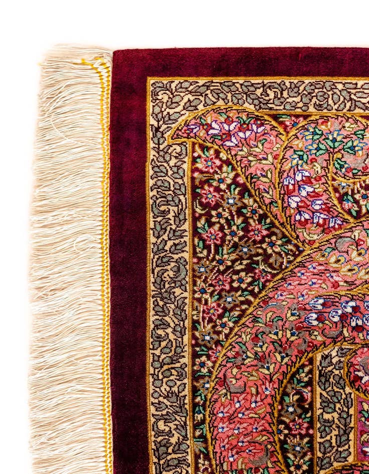 Detail image of  3' 3 x 4' 9 Ghom Silk Rug