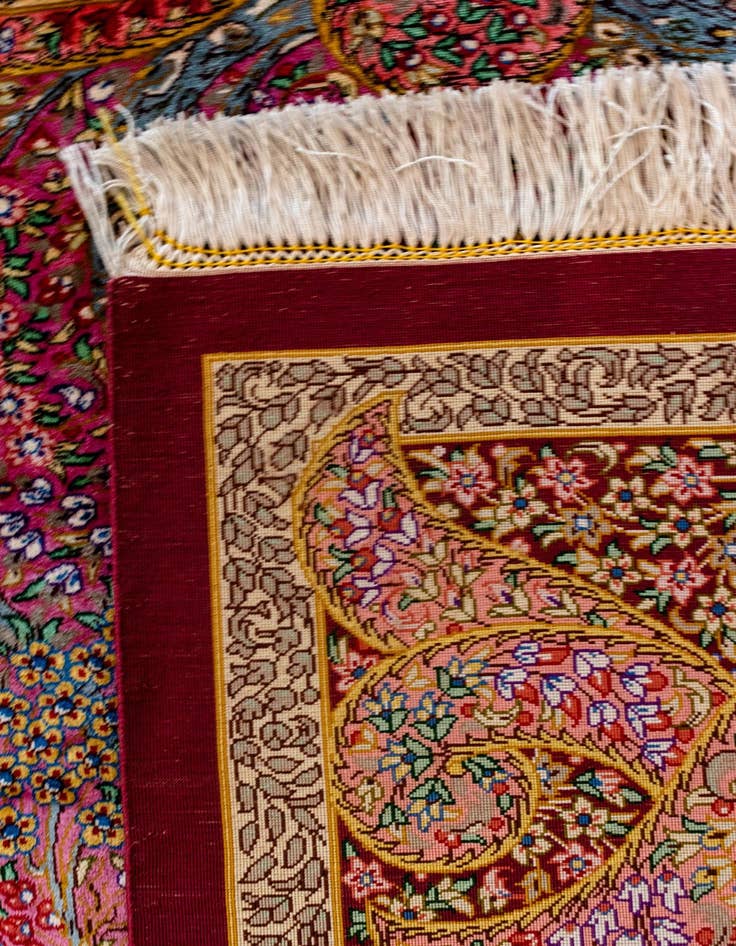 Detail image of  3' 3 x 4' 9 Ghom Silk Rug