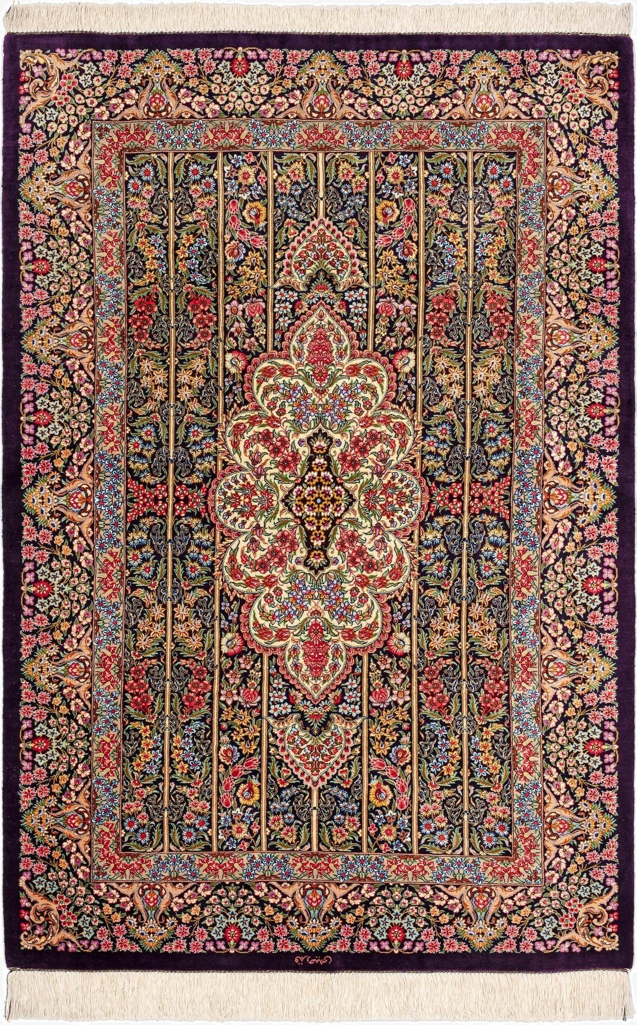  3' 3 x 4' 10 Ghom Silk Rug