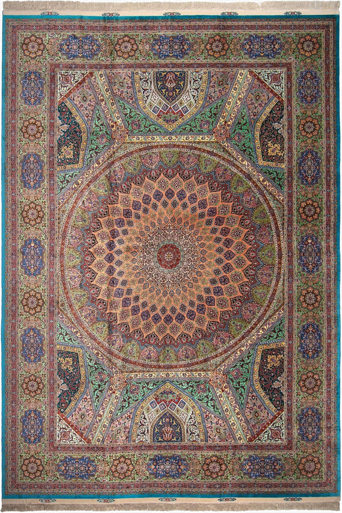  11' 3 x 16' 5 Ghom Silk Rug