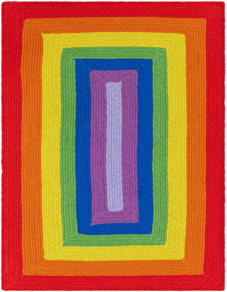 Detail image of  3' 1 x 5' 1  Hand Hand Braided Rainbow Wool Rug