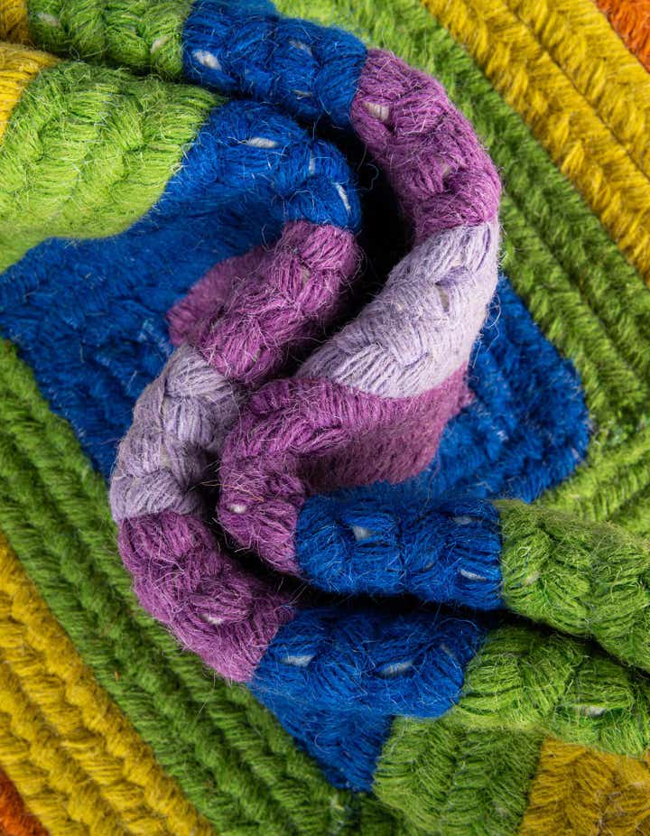 Multicolor 4' 1 x 6' 1 Hand Hand Braided Rainbow Wool Rug | Rugs.com