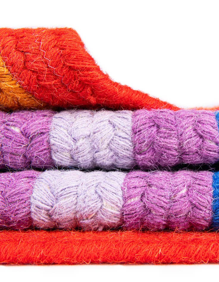 Detail image of  6' 1 x 9'  Hand Hand Braided Rainbow Wool Rug