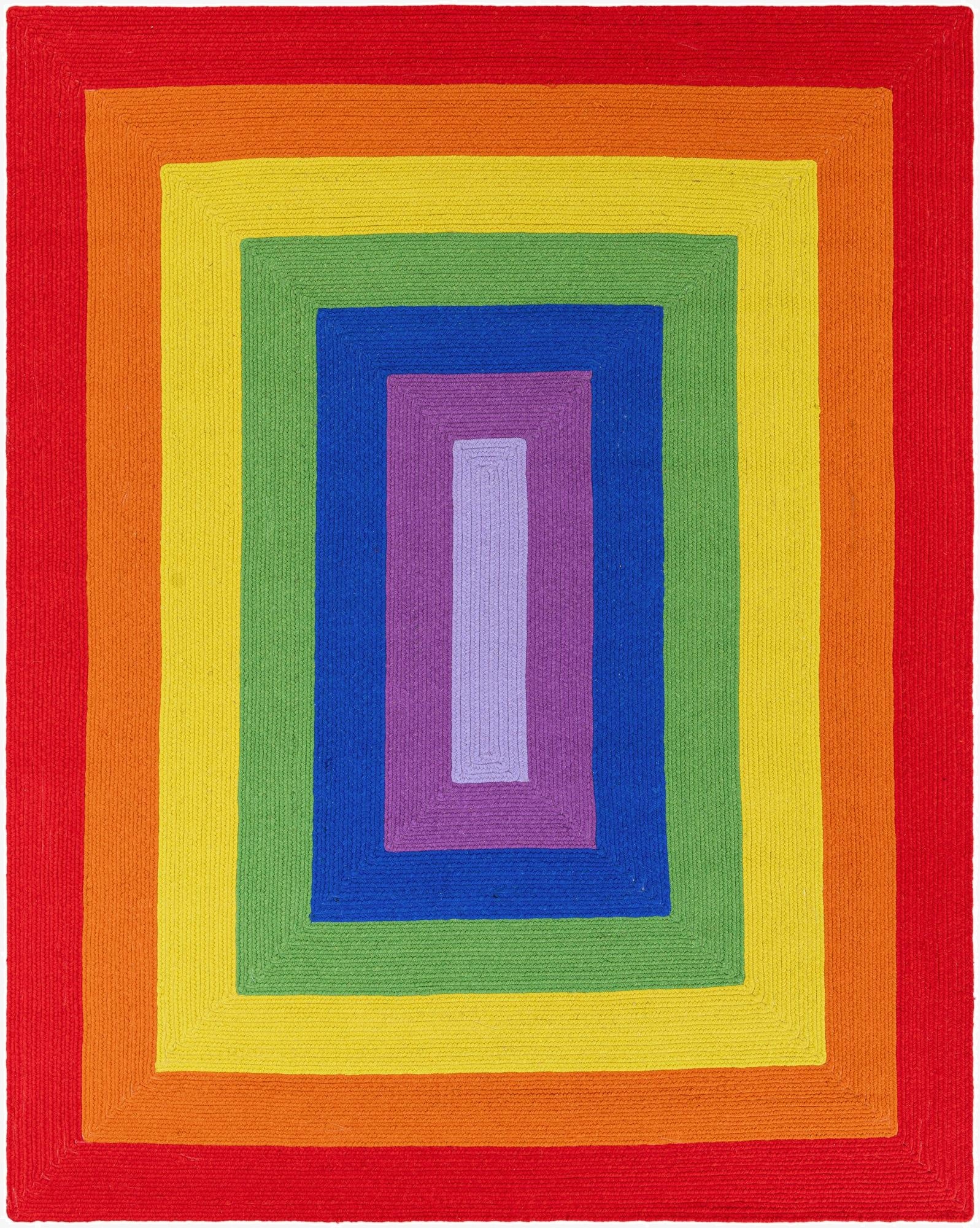  7' 10 x 10'  Hand Hand Braided Rainbow Wool Rug