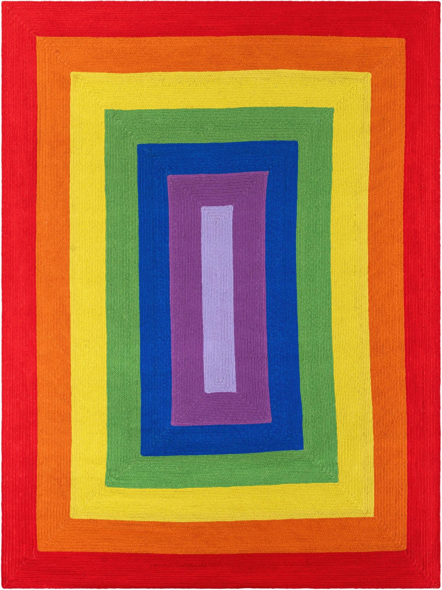  9' x 12'  Hand Hand Braided Rainbow Wool Rug