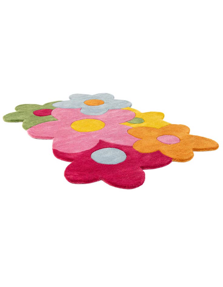 Detail image of  3' 8 x 5' 3 Happy Rugs Fluffy Flowers Wool