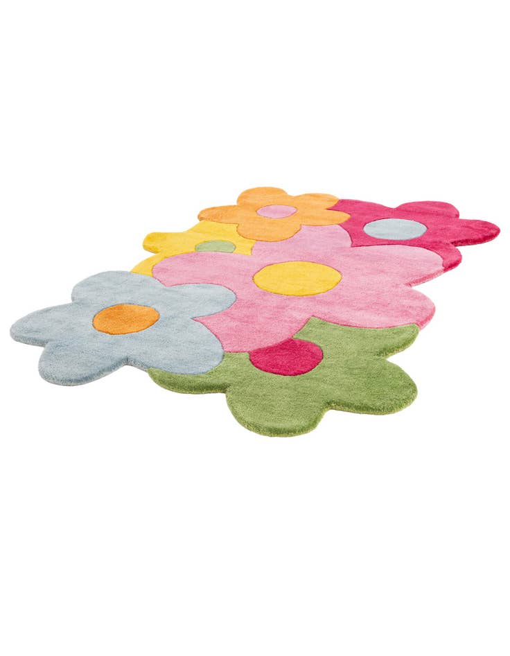 Detail image of  3' 8 x 5' 3 Happy Rugs Fluffy Flowers Wool