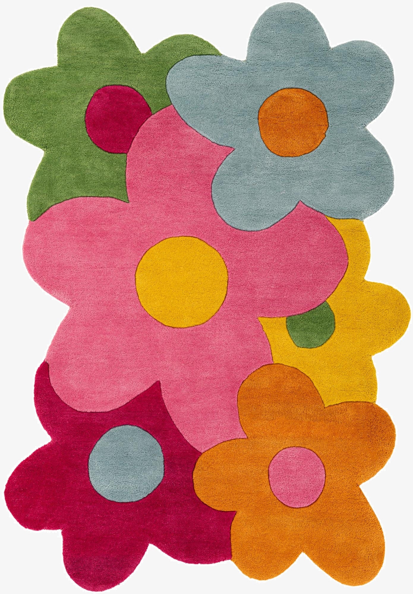  4' 3 x 6' 1 Happy Rugs Fluffy Flowers Wool