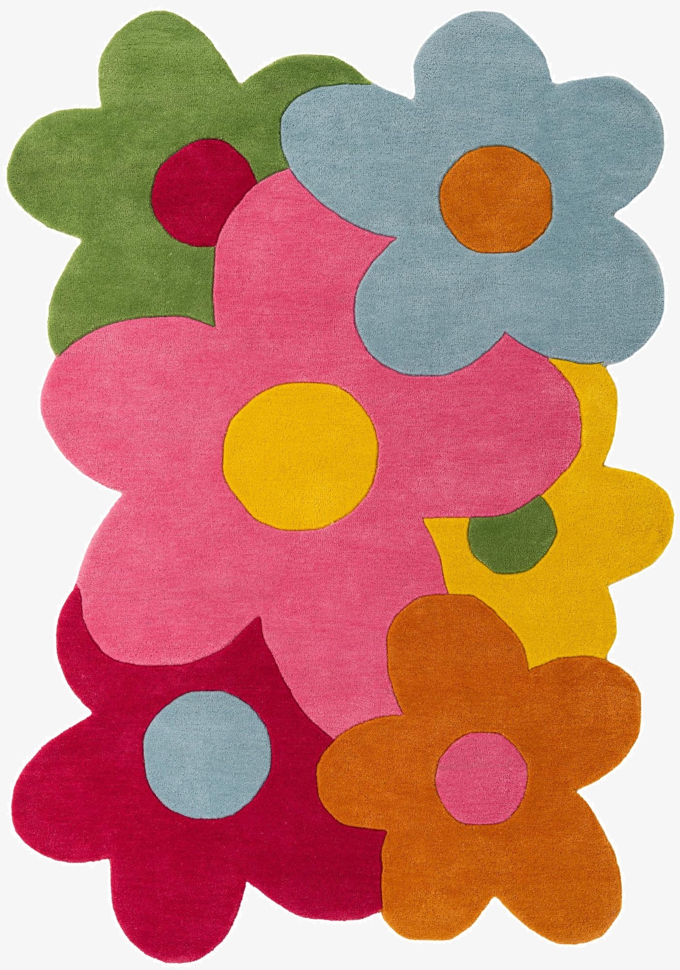  5' 7 x 8' Happy Rugs Fluffy Flowers Wool