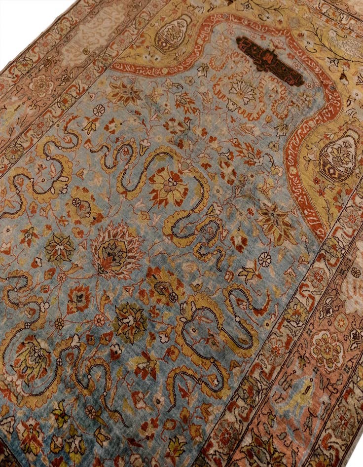 Detail image of  4' x 5' 8 Hereke Silk Rug