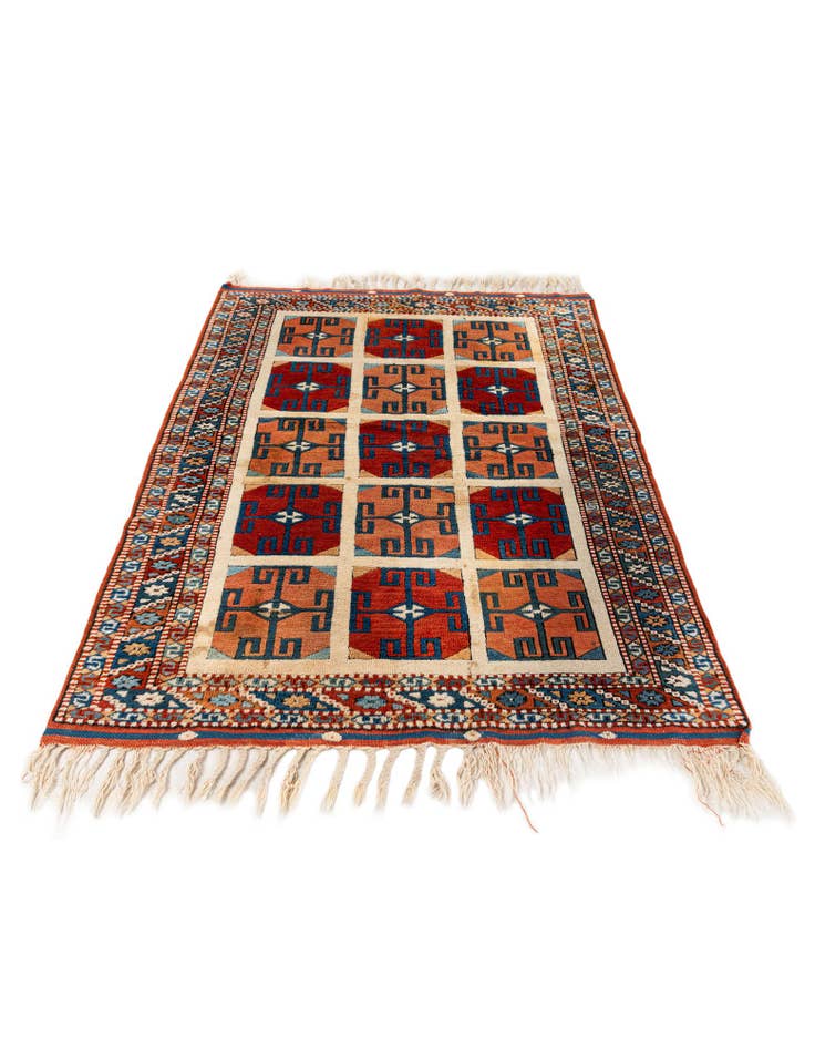 Detail image of  3' 8 x 5' 1  Hand Knotted Heriz Wool Rug