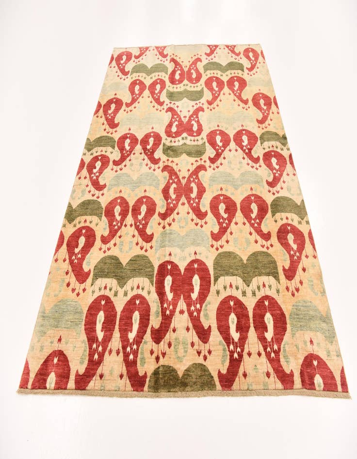 Detail image of  6' x 7' 10  Hand Knotted Ikat Rug