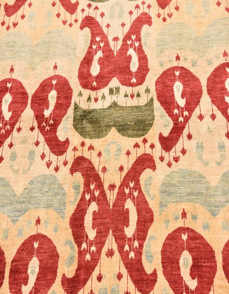 Detail image of  6' x 7' 10  Hand Knotted Ikat Rug