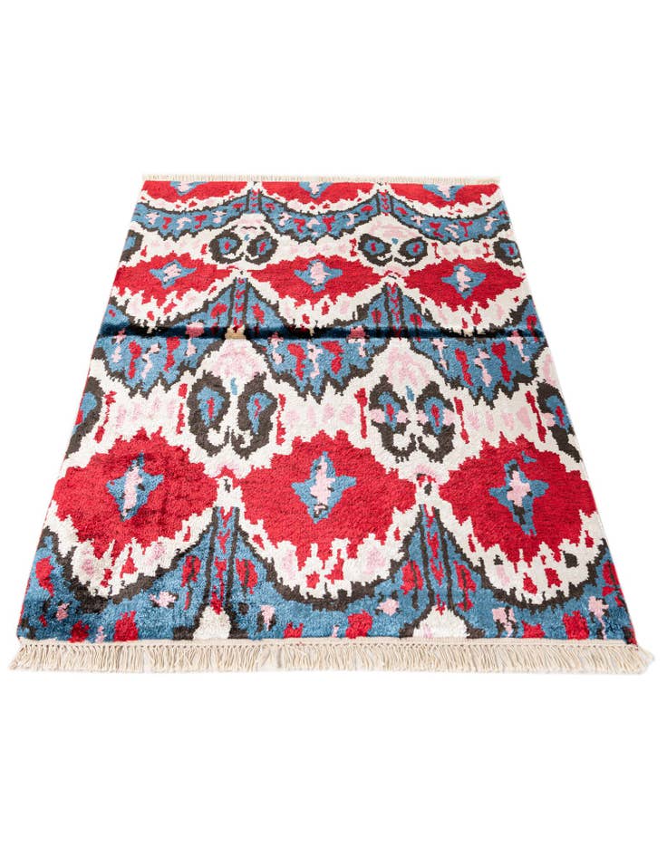 Detail image of  3' 4 x 4' 10  Hand Knotted Ikat Wool Rug