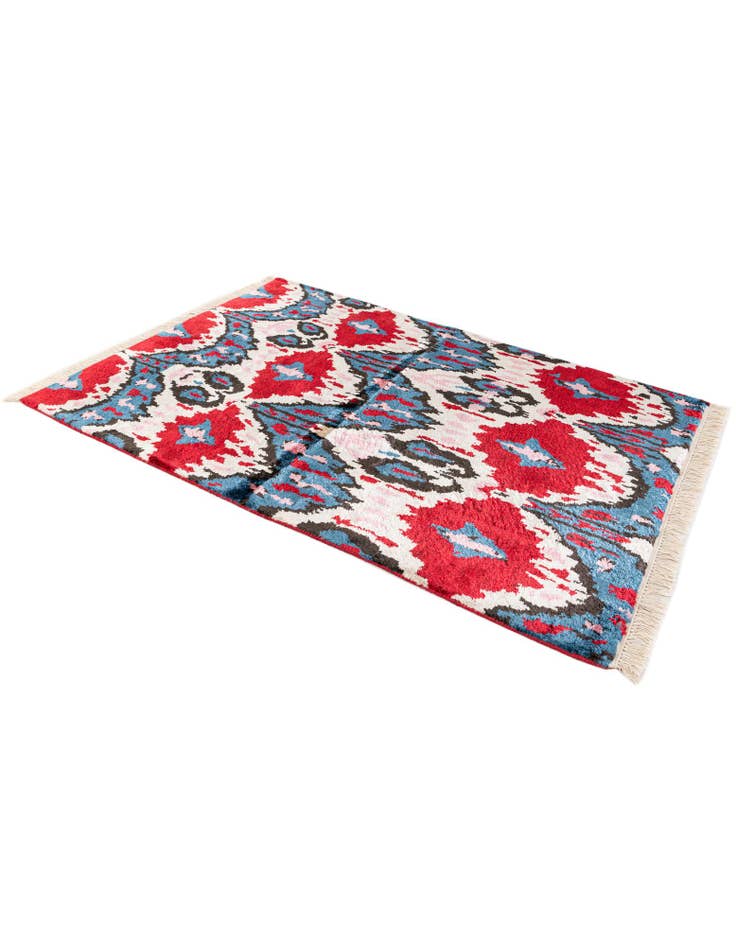 Detail image of  3' 4 x 4' 10  Hand Knotted Ikat Wool Rug