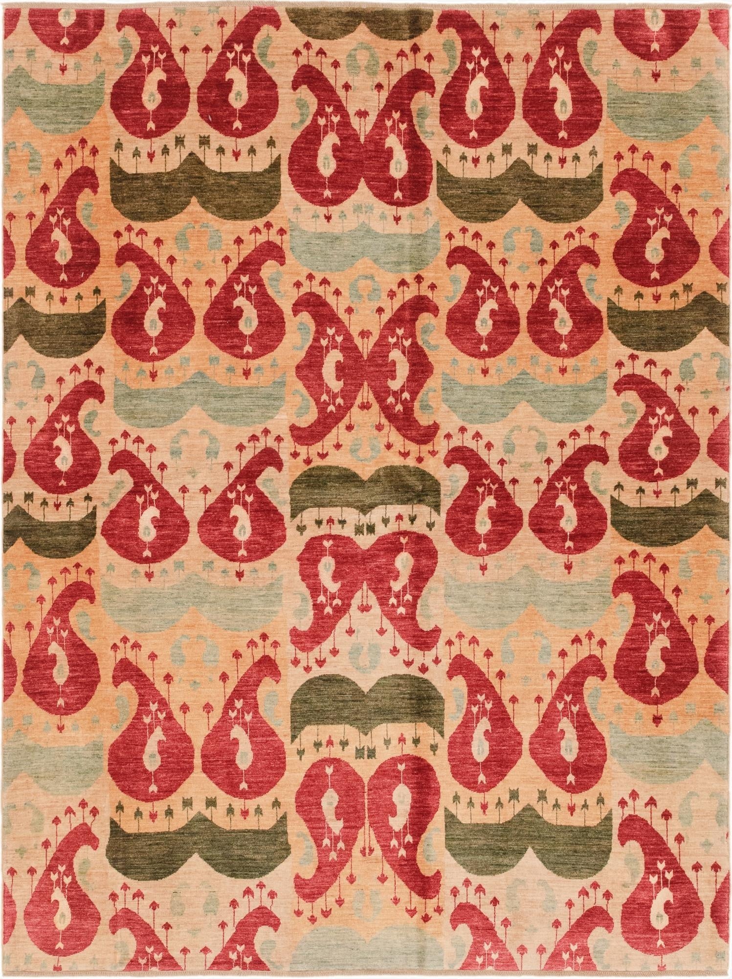  6' x 7' 10  Hand Knotted Ikat Rug