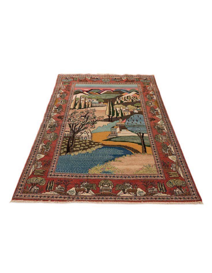 Detail image of  4' 2 x 6' 9  Hand Knotted Kashan Persian Wool Rug