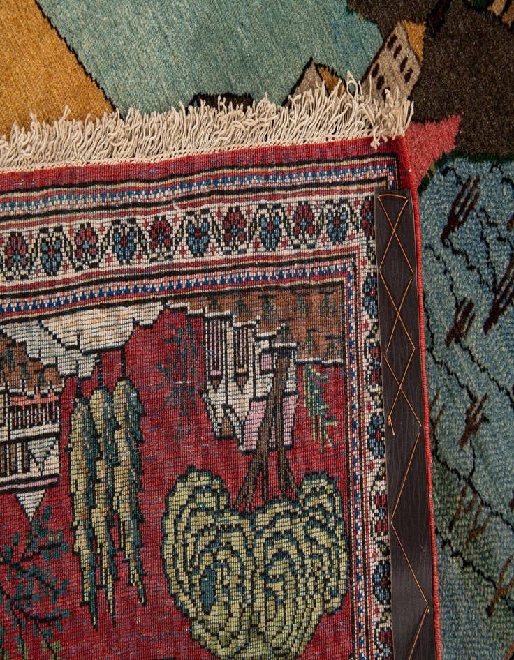 Detail image of  4' 2 x 6' 9  Hand Knotted Kashan Persian Wool Rug