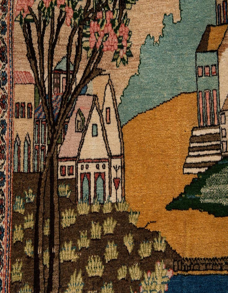 Detail image of  4' 2 x 6' 9  Hand Knotted Kashan Persian Wool Rug