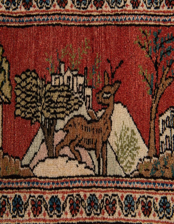 Detail image of  4' 2 x 6' 9  Hand Knotted Kashan Persian Wool Rug