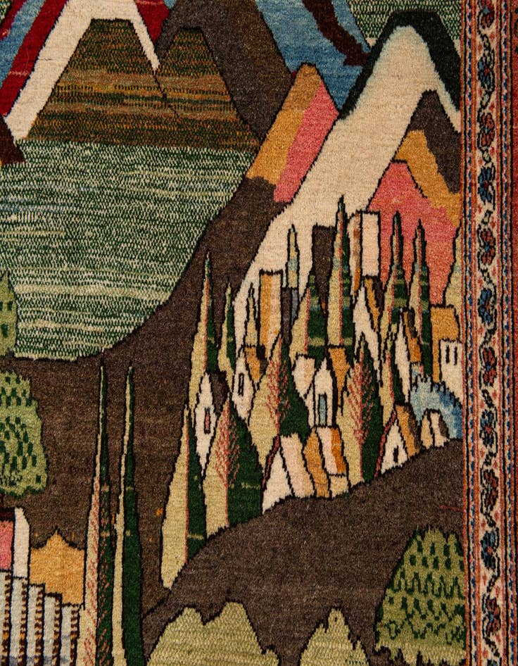 Detail image of  4' 2 x 6' 9  Hand Knotted Kashan Persian Wool Rug