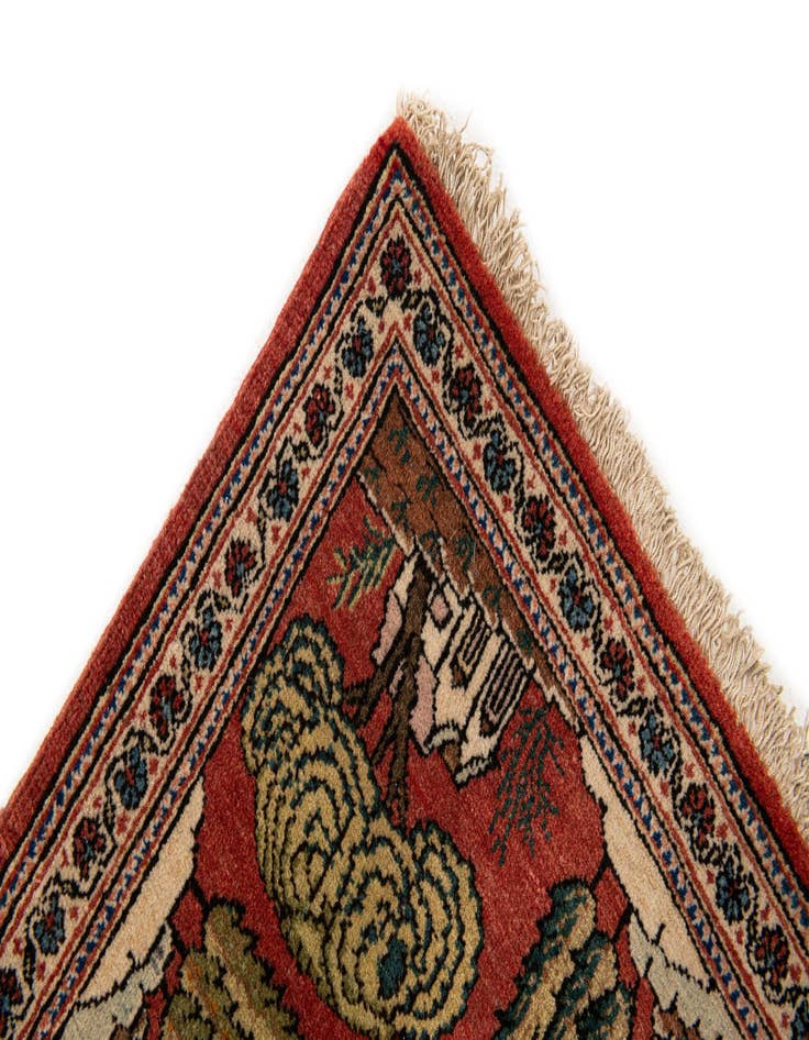 Detail image of  4' 2 x 6' 9  Hand Knotted Kashan Persian Wool Rug