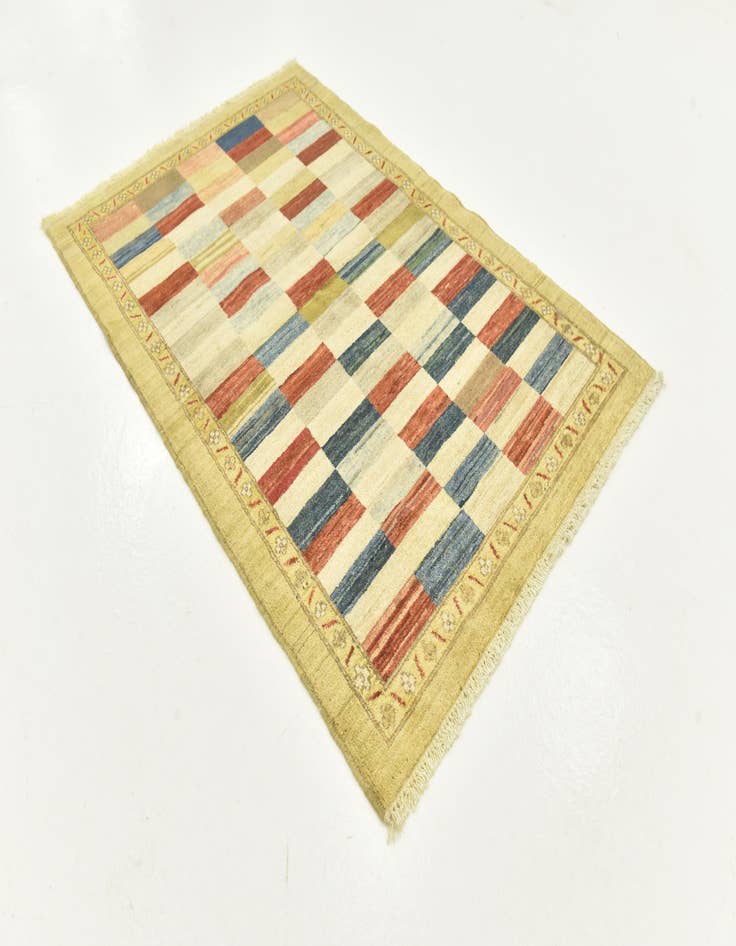 Detail image of  3' 4 x 5'  Hand Knotted Kashkuli Gabbeh Wool Rug