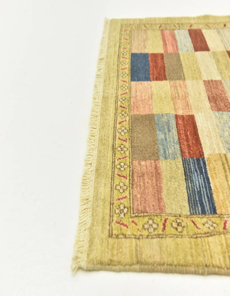Detail image of  3' 4 x 5'  Hand Knotted Kashkuli Gabbeh Wool Rug